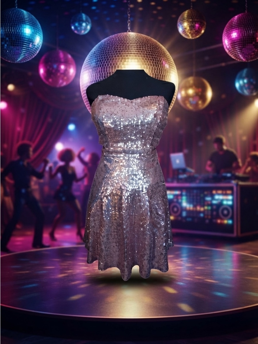 Speechless NWT Modern Retro Glam Barbiecore Cybercore Maximalism Sequin Dress 7